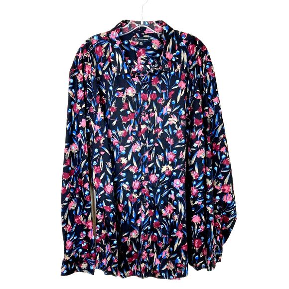 Inc. Men's Button Up Shirt Size 3XL Black Cotton Blend Abstract Floral - Picture 1 of 6